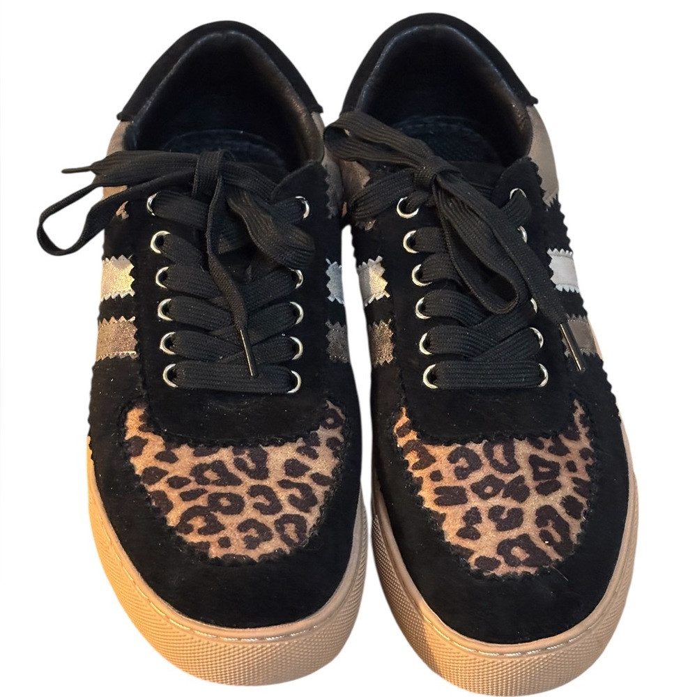 Hey Girl Leopard Print Black Sneakers